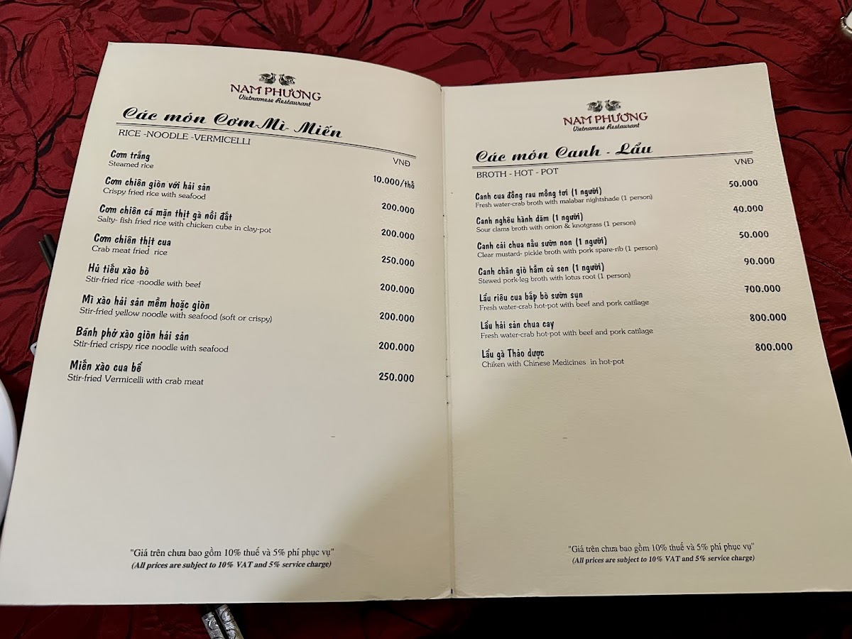 Menu Nha Hang Nam Phuong - Ha Noi-10