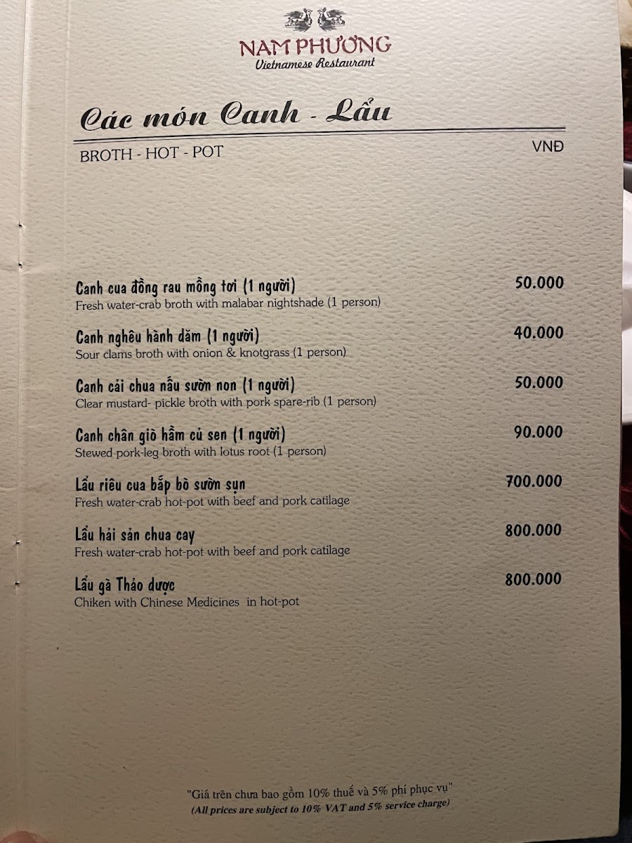 Menu Nha Hang Nam Phuong - Ha Noi-3