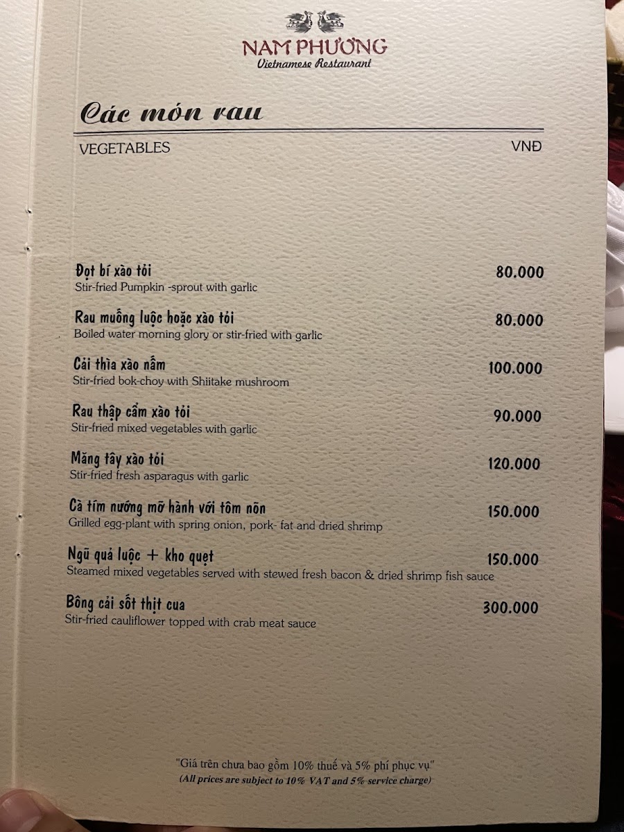 Menu Nha Hang Nam Phuong - Ha Noi-8