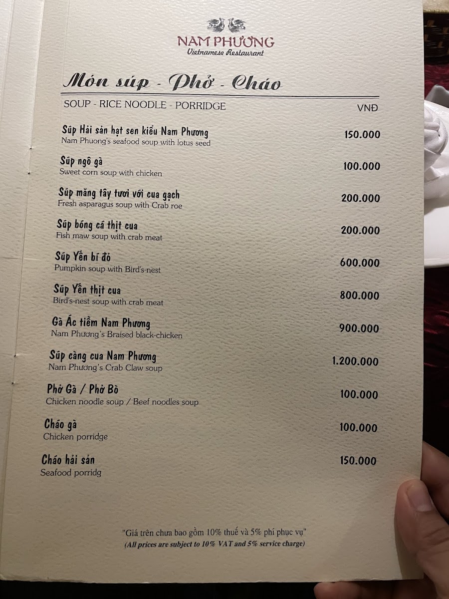 Menu Nha Hang Nam Phuong - Ha Noi-9